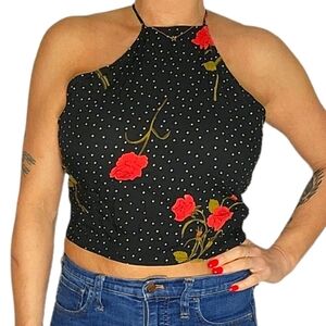 Volcom Wrap Halter Top Medium Black Floral